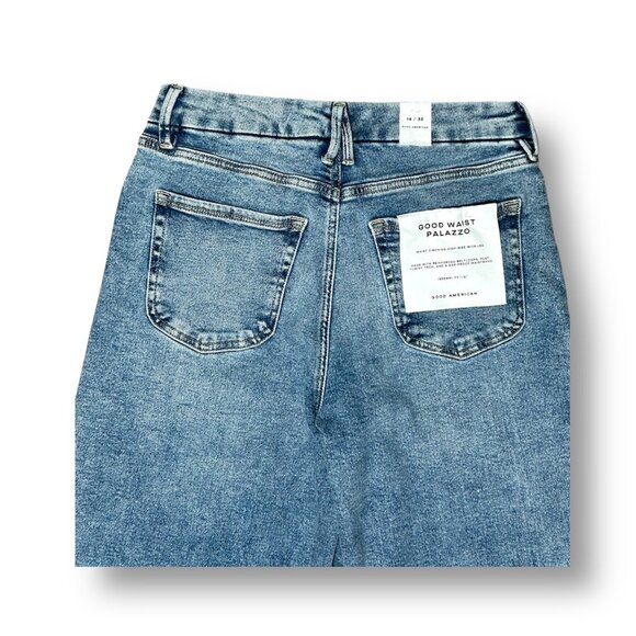 NWT Good American Good Waist Palazzo Jeans 14/32 Indigo $149 Wide-Leg Normcore - Picture 11 of 16